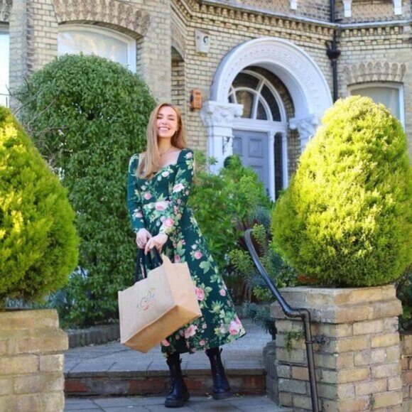 Reformation Sigmund Midi Dress in Belvedere NWOT - Picture 2 of 6